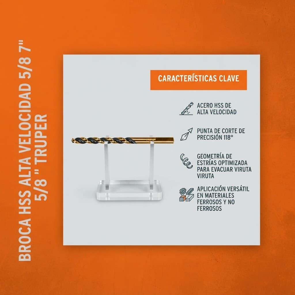 Broca para Metal HSS 5/8 x 7 Pulgadas Truper Split Point - Imagen 7