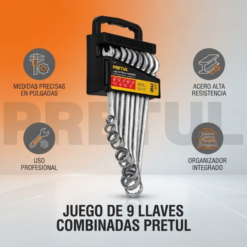 Juego de llaves mixtas Pretul 9 piezas pulgadas J-209P