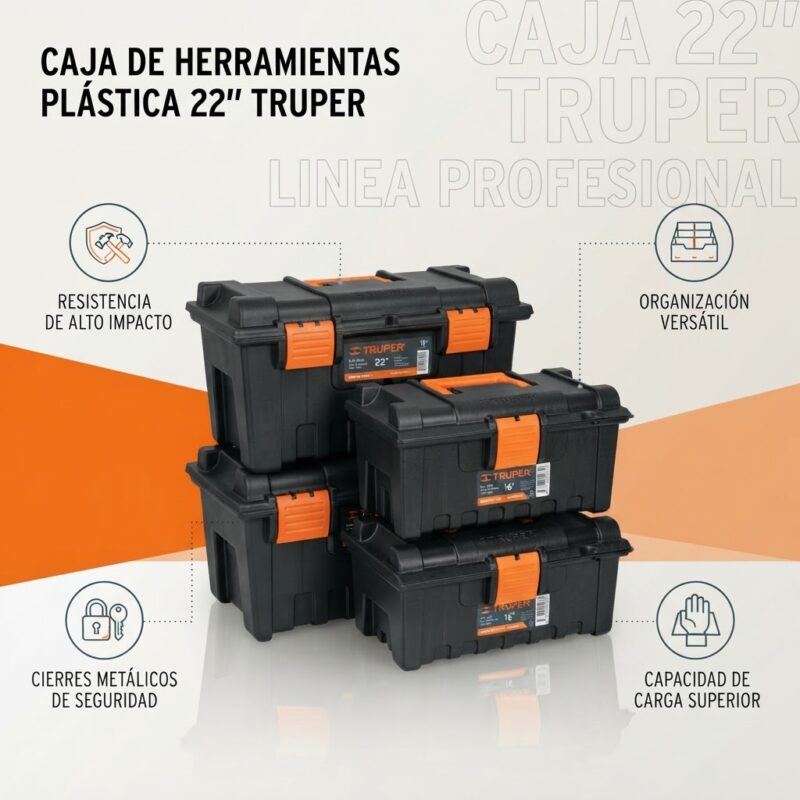 Caja de Herramientas Truper 22 Pulgadas Plástica Negra