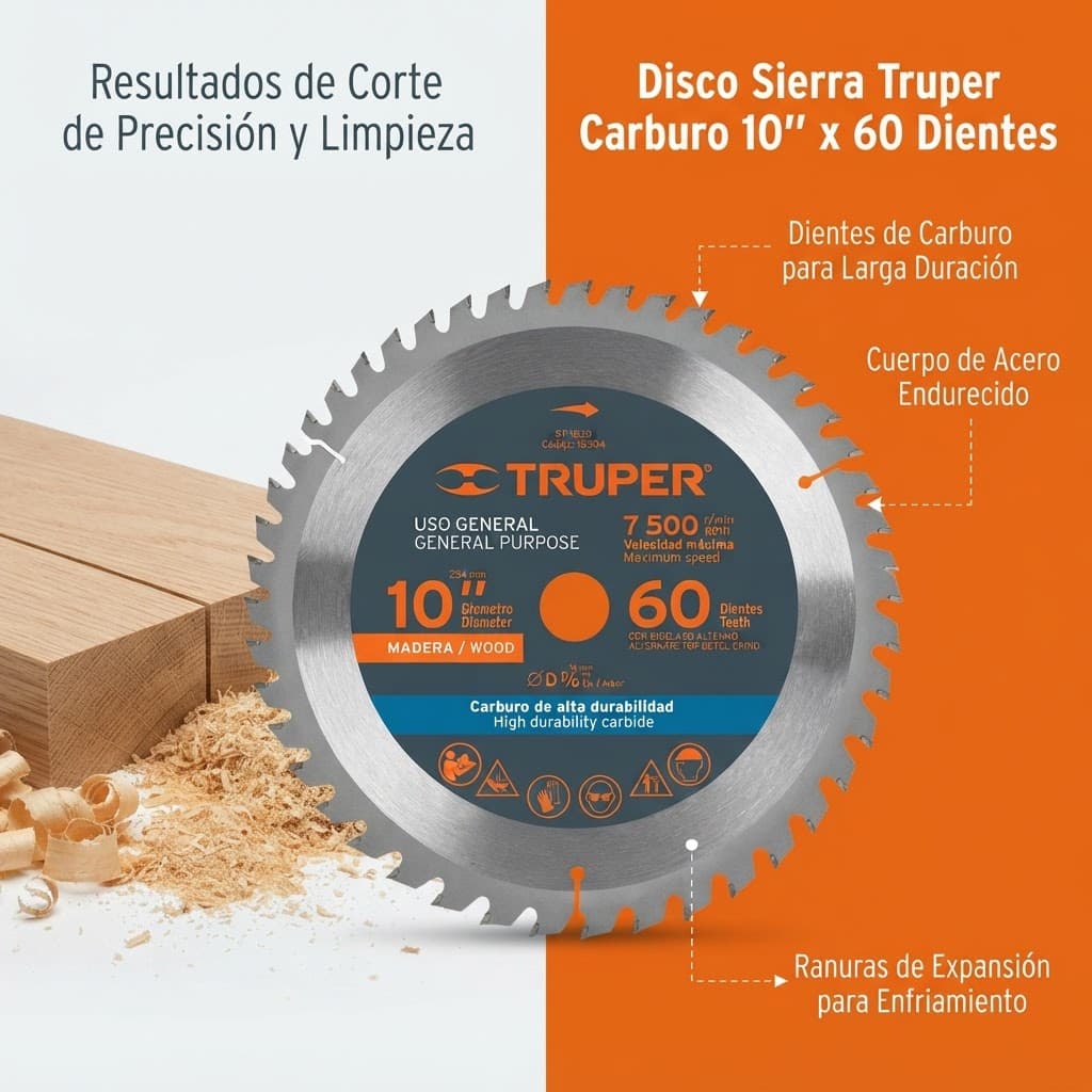 Disco de corte para madera Truper ST-1060 10" 60 dientes - Imagen 6