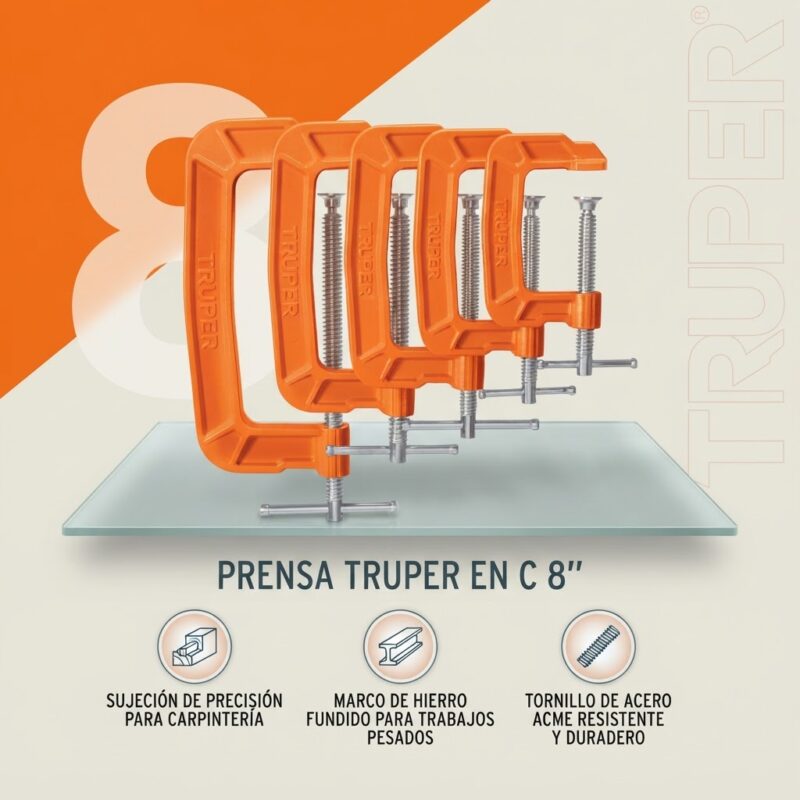 Prensa en C Truper 8 Pulgadas de Hierro Nodular T17664