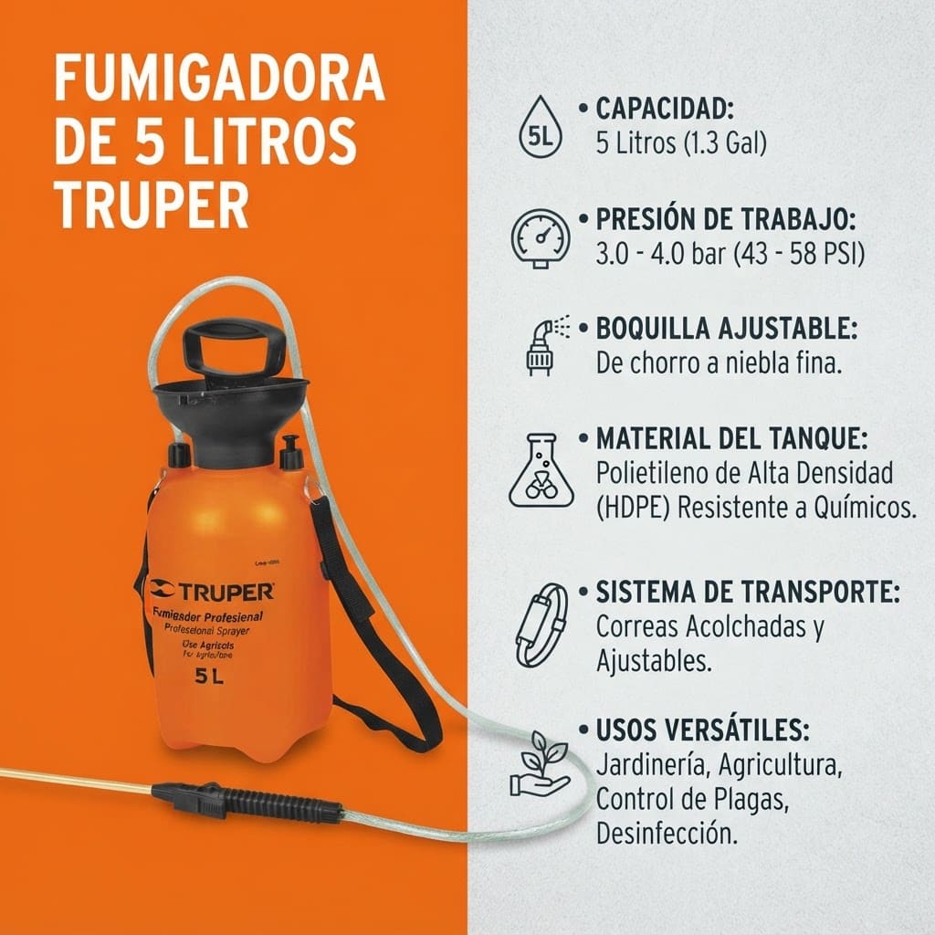 Fumigadora Manual Truper 5 Litros con Lanza de Latón - Imagen 6