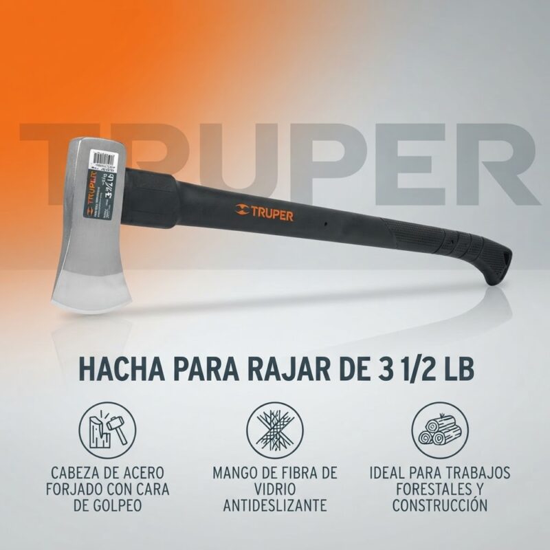 Hacha Michigan Truper 3-1/2 lb con Mango de Fibra de Vidrio