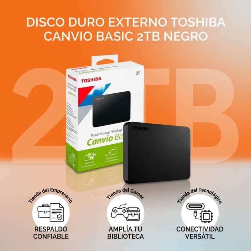 Disco Duro Externo 2TB Toshiba Canvio Basics USB 3.0 Negro