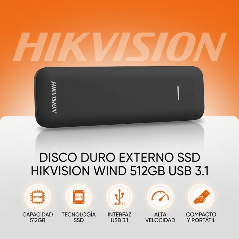 Disco Duro Externo SSD 512GB Hikvision WIND USB 3.1