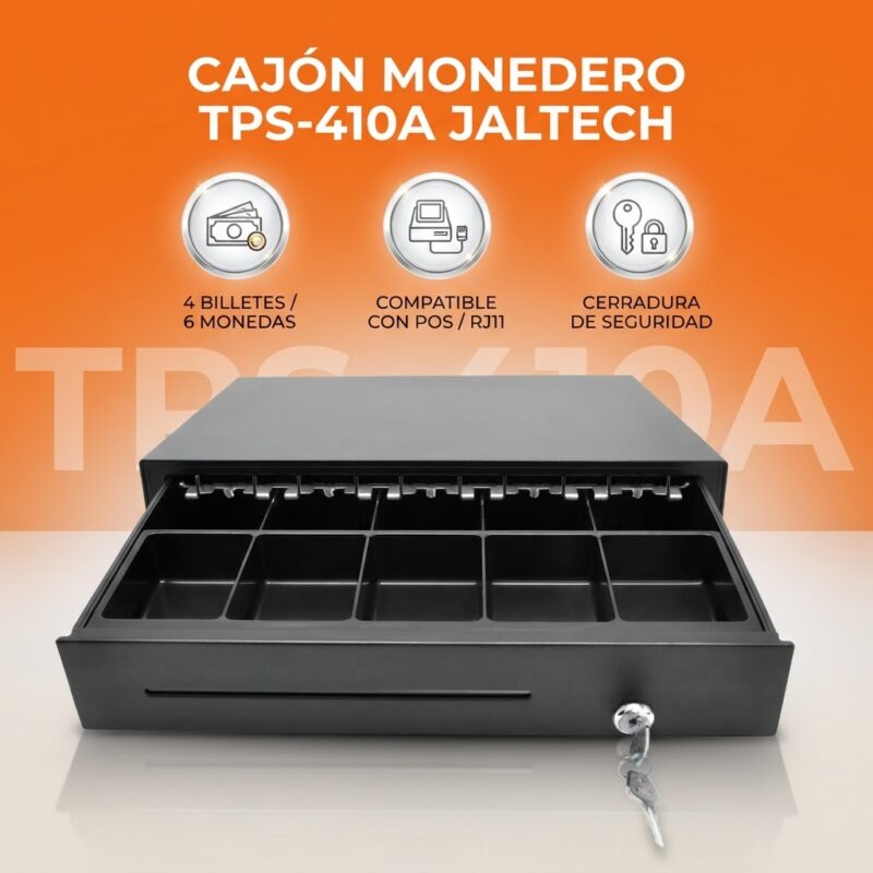 Cajón Monedero Jaltech TPS-410A 4 Billetes 6 Monedas