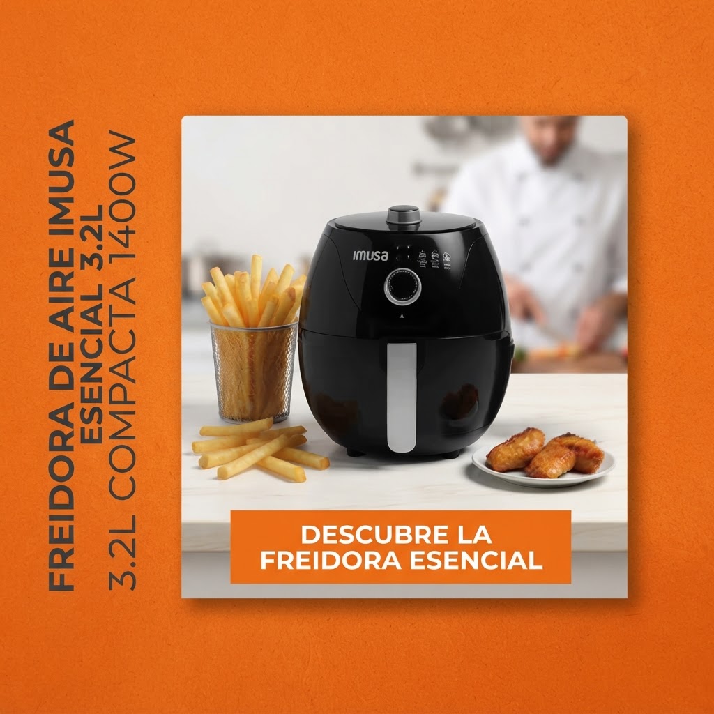 Freidora de Aire Imusa Esencial 3.2L Compacta 1400W - Imagen 2