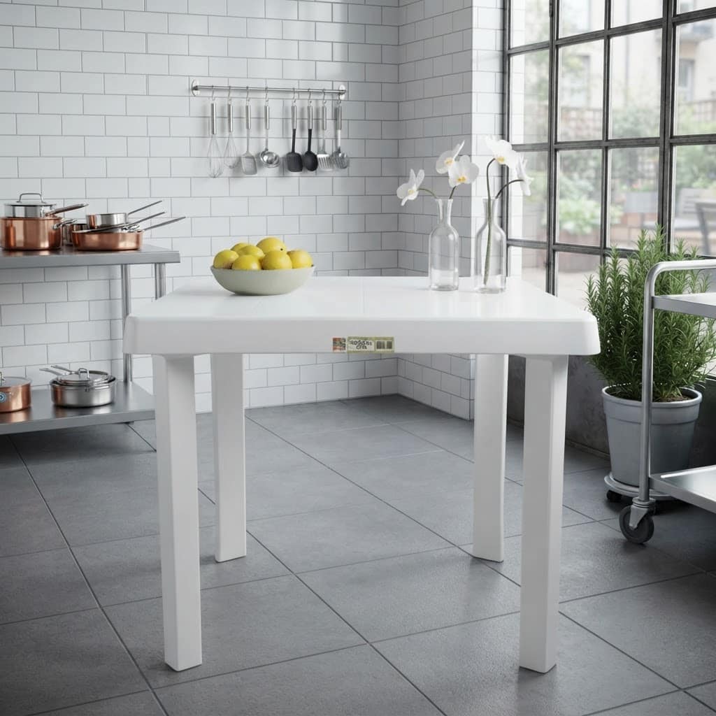 Mesa Plástica 6 Puestos Rimo Blanca Rectangular 140x80 cm - Imagen 8