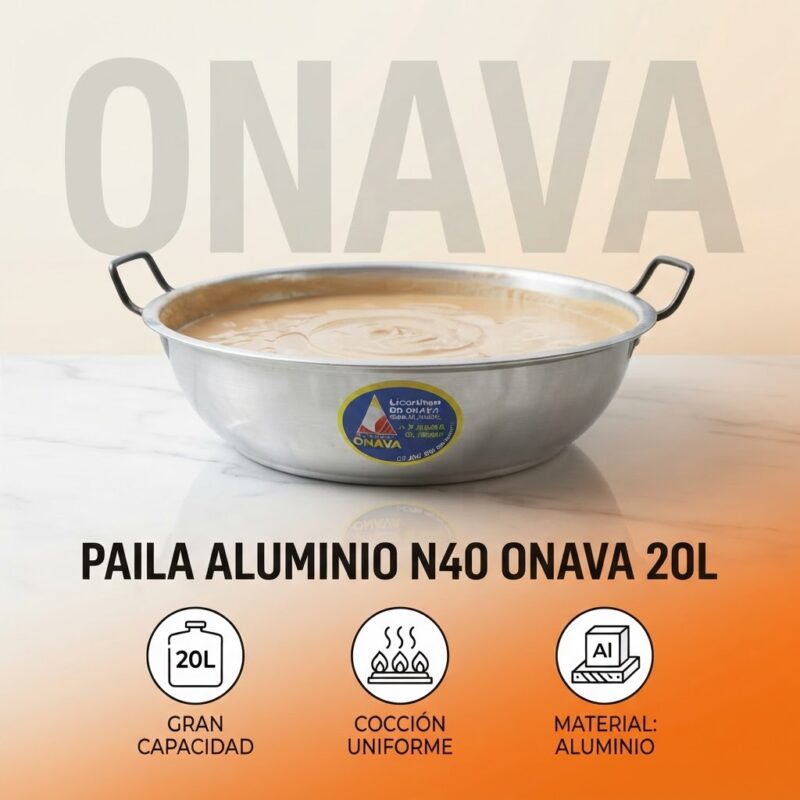 Paila de Aluminio Grande Onava N40 de 20 Litros y 40 cm