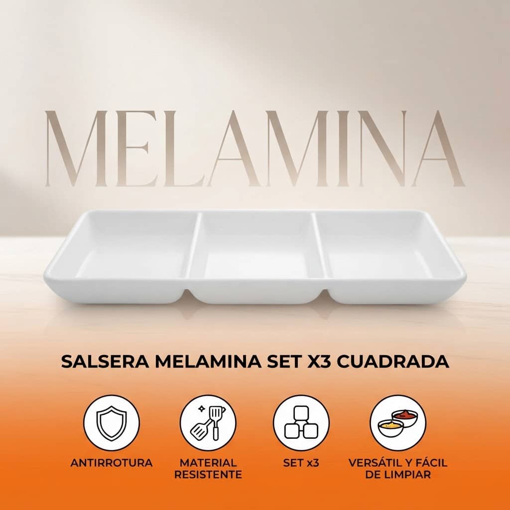 Salseras de Melamina Set x3 Cuadradas D1006 Antirrotura