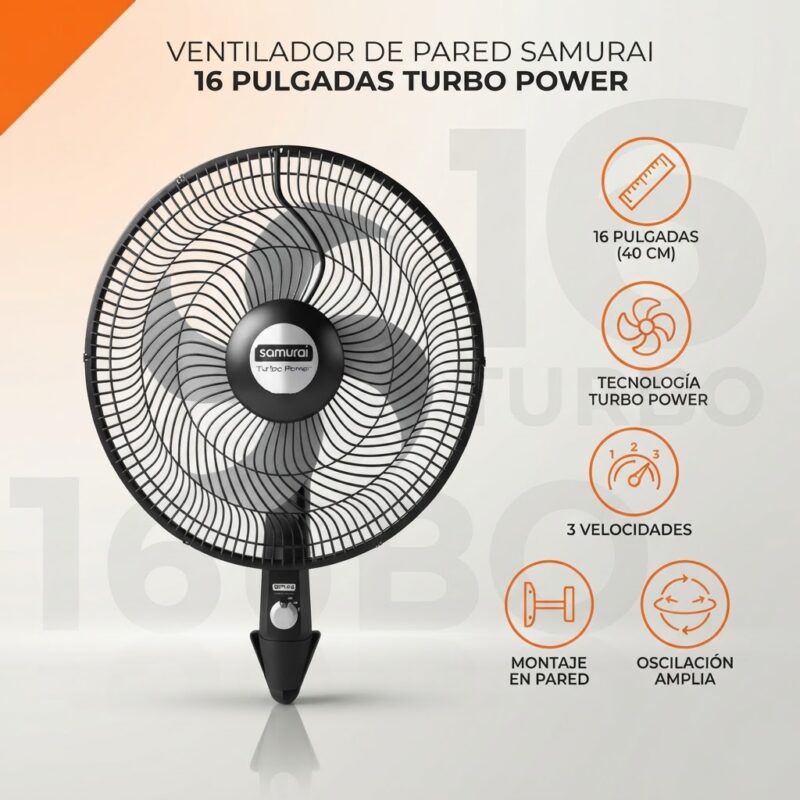 Ventilador de Pared Samurai 16 Pulgadas Turbo Power 65W
