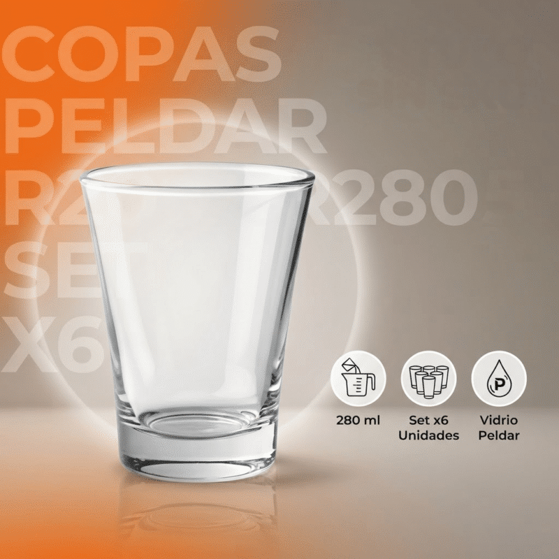 Copas de Vidrio Soderas Peldar R2805 Set x6 de 280 ml