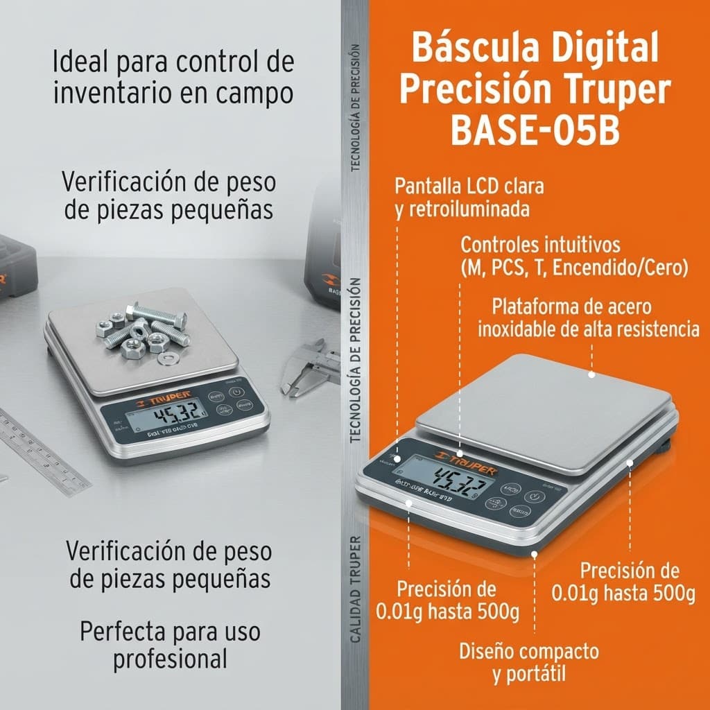 Gramera Digital Truper BASE-05B 500 g Acero Inoxidable - Imagen 3