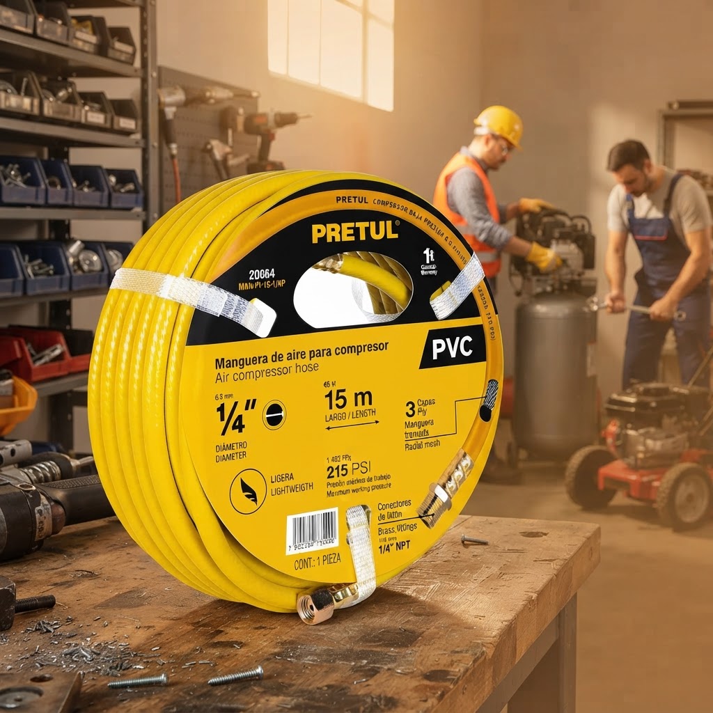 Manguera para compresor de aire Pretul 15 m 1/4 pulg PVC - Imagen 8