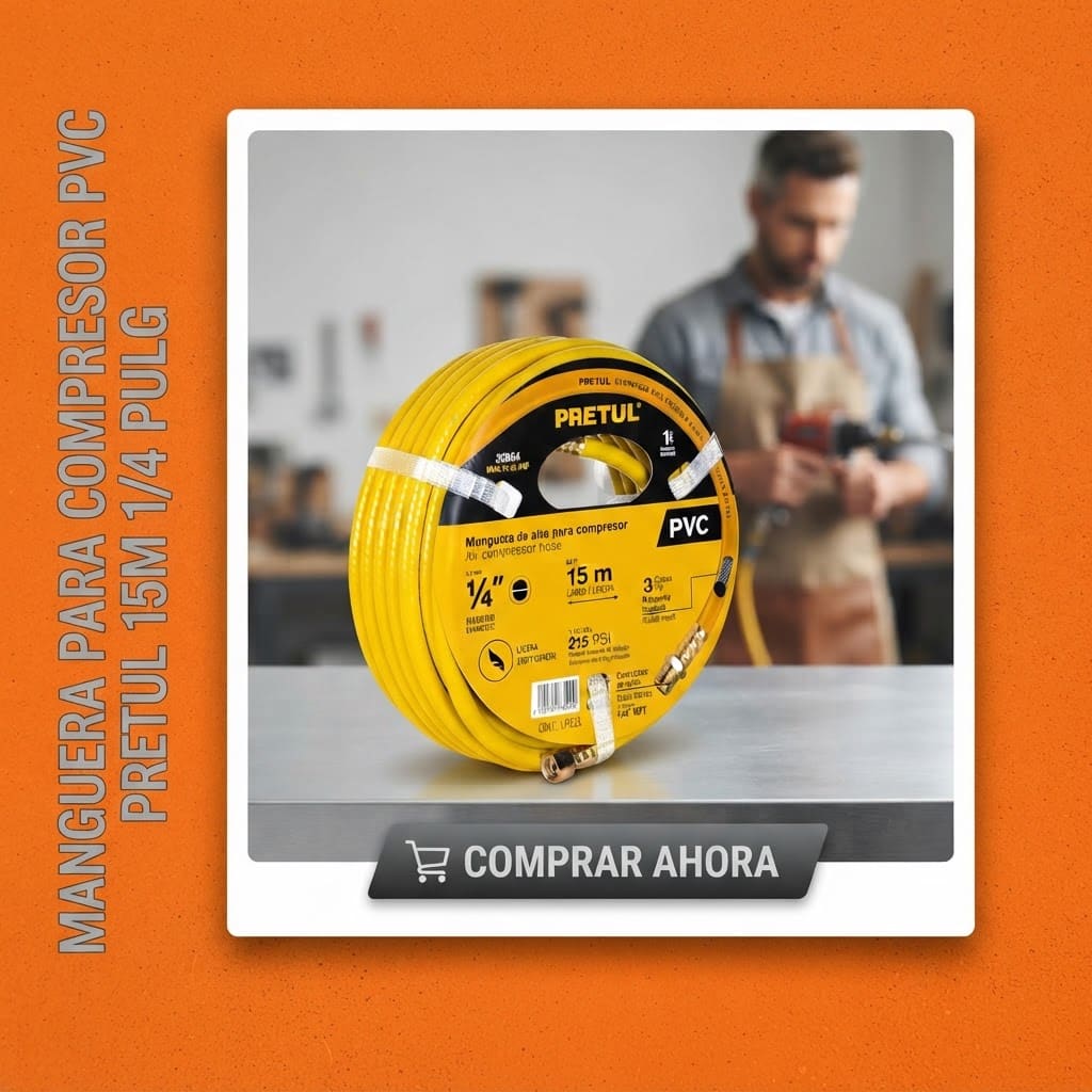 Manguera para compresor de aire Pretul 15 m 1/4 pulg PVC - Imagen 2
