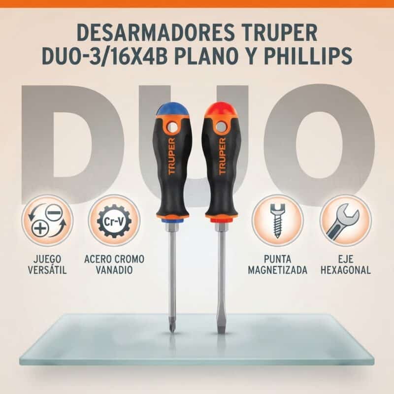 Juego de destornilladores Truper plano y Phillips 3/16x4