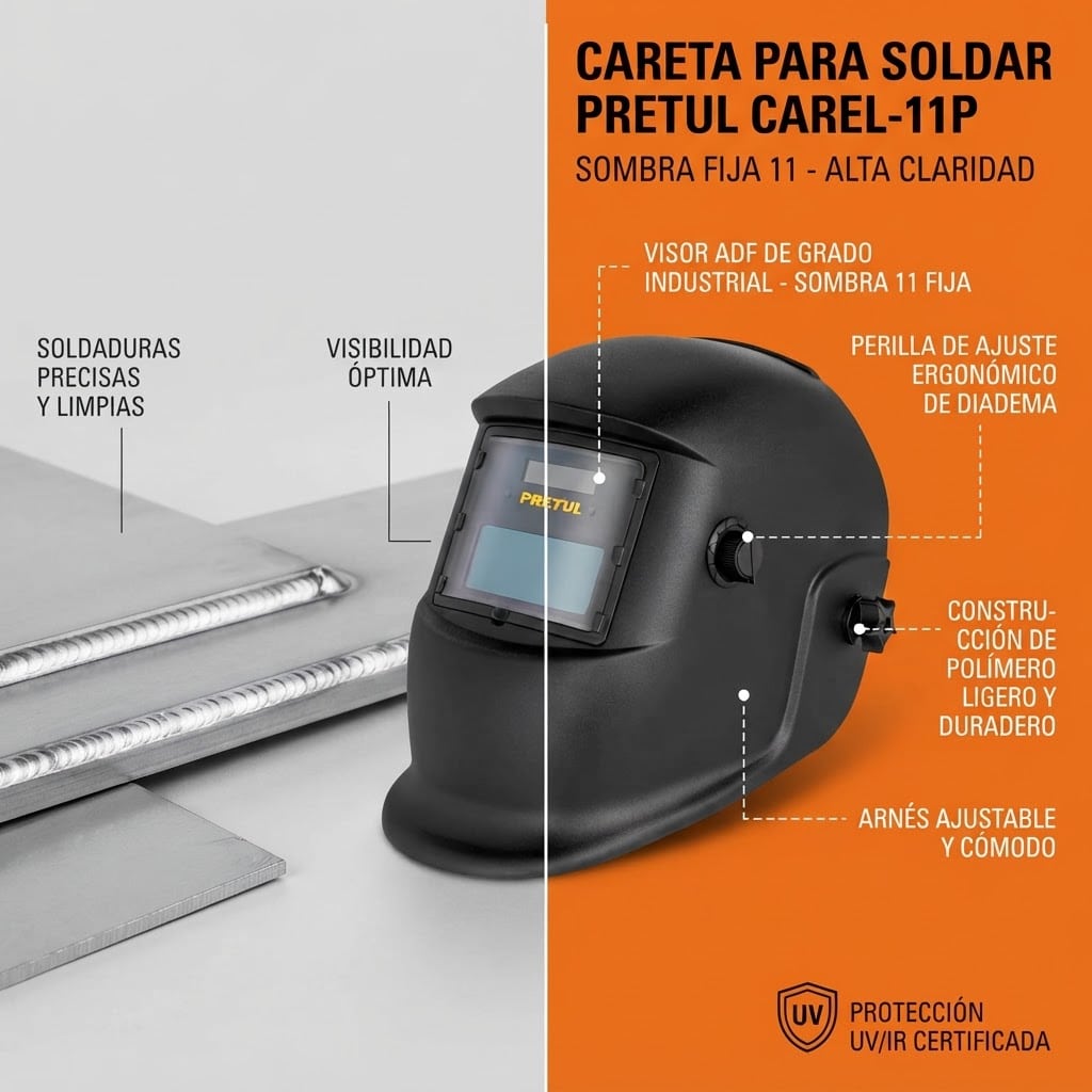 Careta para Soldar Pretul CAREL-11P Sombra 11 Automática - Imagen 5