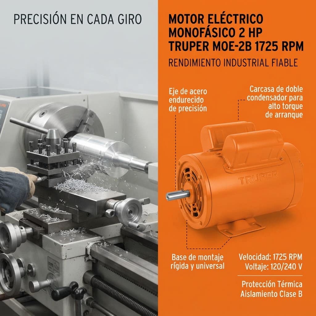 Motor Monofásico 2 HP Truper MOE-2B 1725 RPM Baja Velocidad - Imagen 7