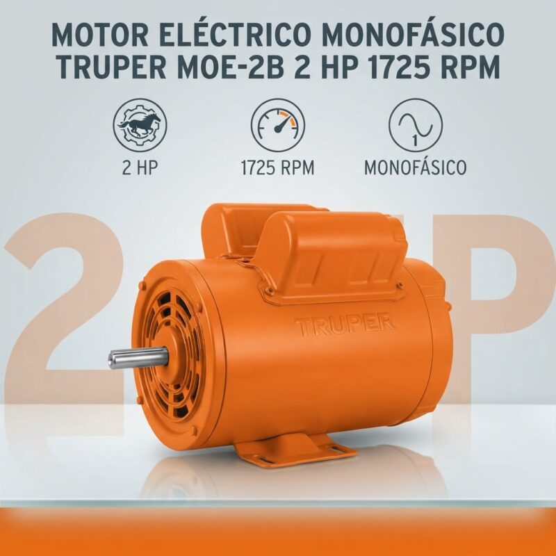 Motor Monofásico 2 HP Truper MOE-2B 1725 RPM Baja Velocidad