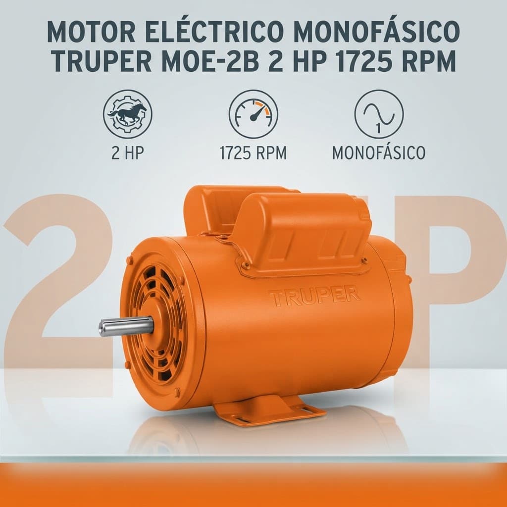 Motor Monofásico 2 HP Truper MOE-2B 1725 RPM Baja Velocidad