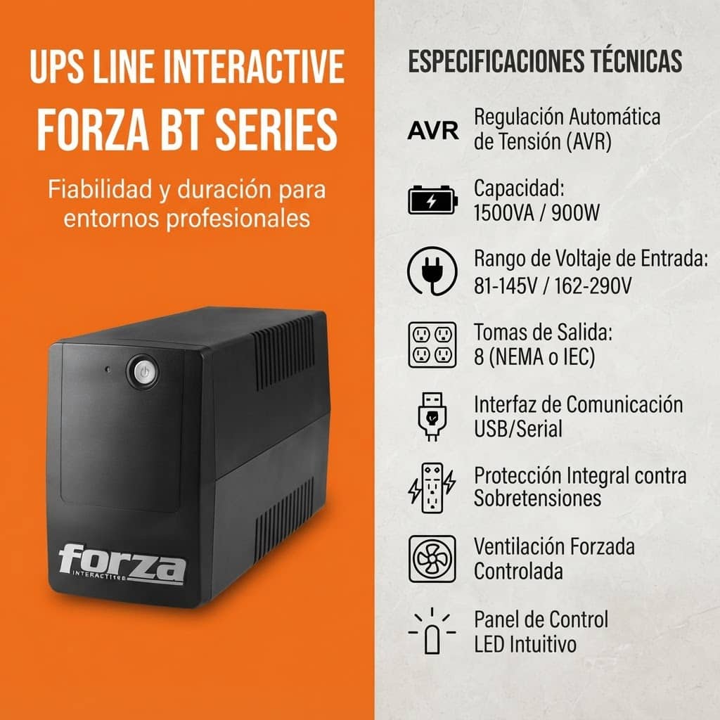 UPS Line Interactive Forza BT Series con AVR y alarma - Imagen 5