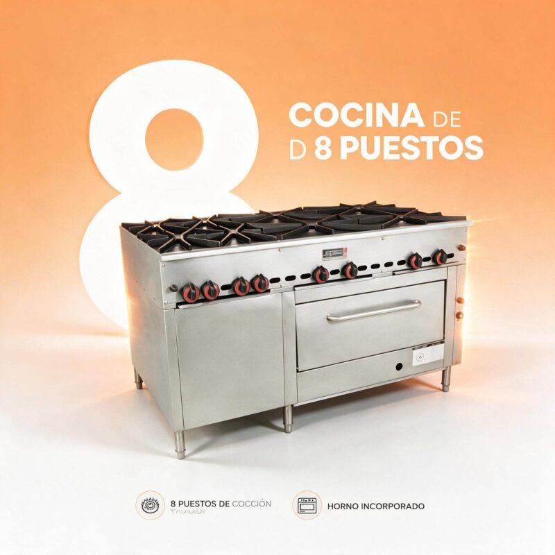 Cocina Industrial 8 Puestos Joserrago M-96 con Horno