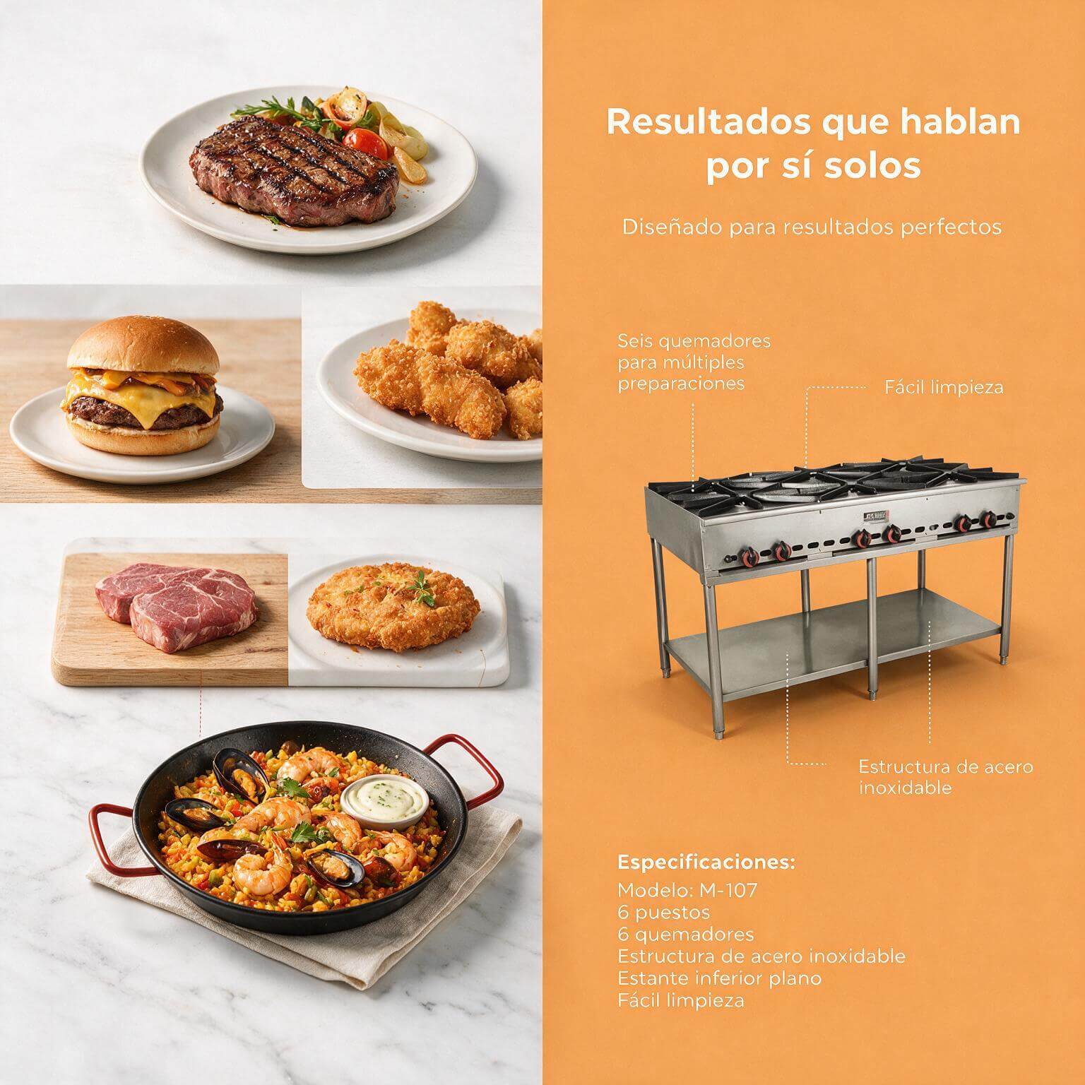 Cocina Industrial Gas 6 Puestos Joserrago M-107 - Imagen 5