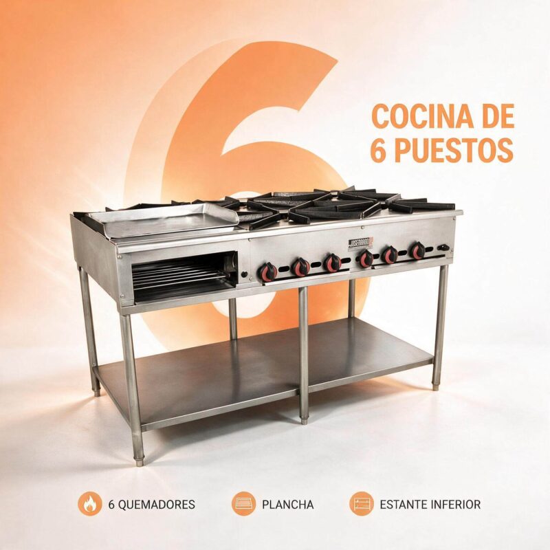Cocina Industrial Joserrago M-125 6 Puestos con Plancha