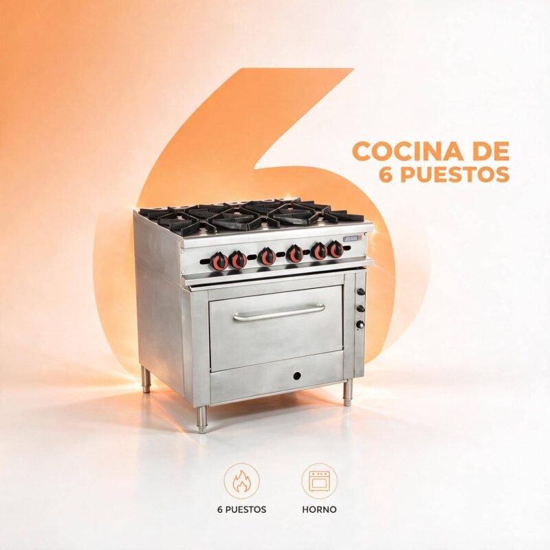 Cocina Industrial 6 Puestos Joserrago M-5108 148000 BTU