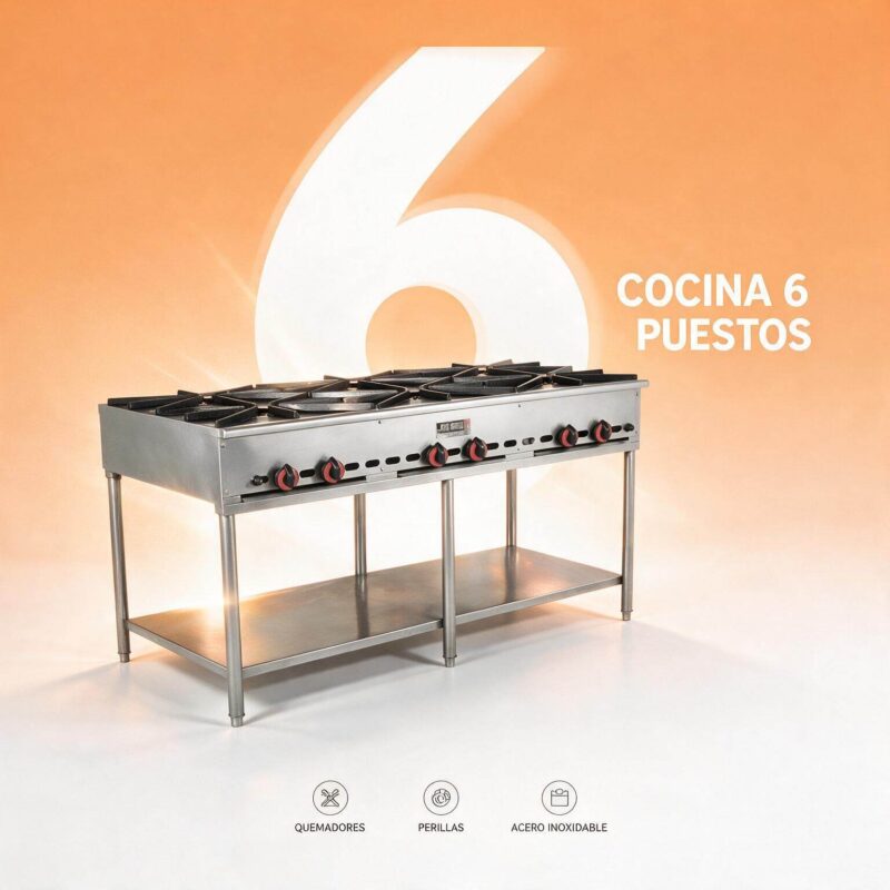 Cocina Industrial Gas 6 Puestos Joserrago M-107