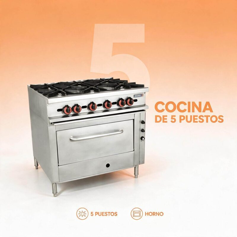 Cocina Industrial 5 Puestos Joserrago M-65 con Horno