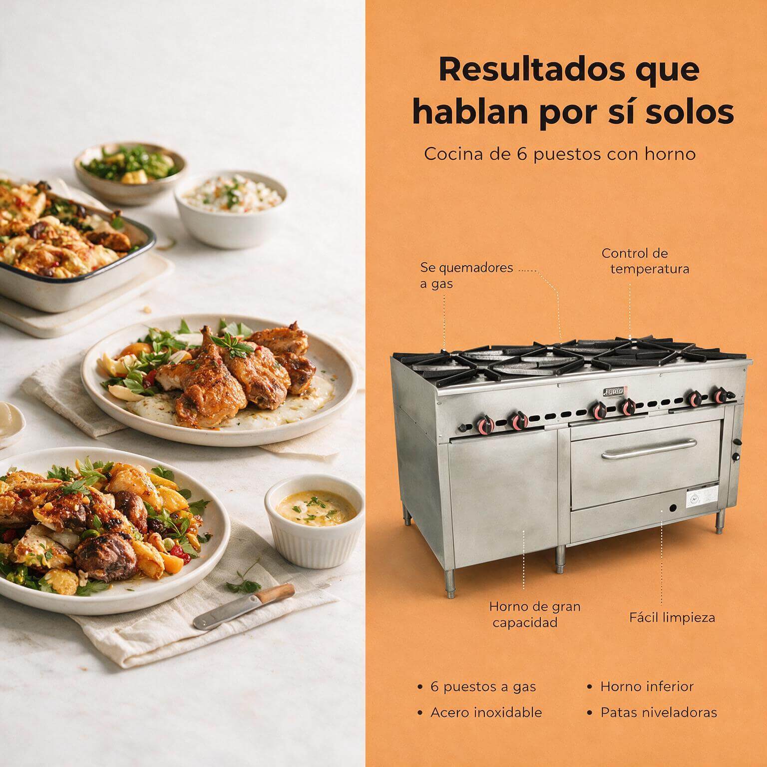 Cocina Industrial Joserrago M-108 6 Puestos con Horno - Imagen 3