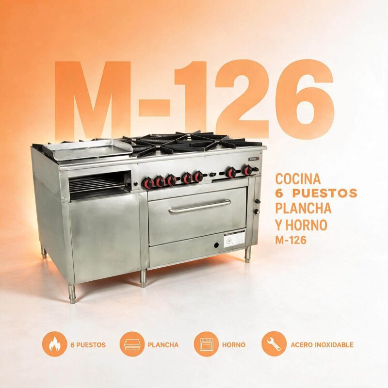Cocina Industrial Joserrago M-126 6 Puestos Plancha Horno