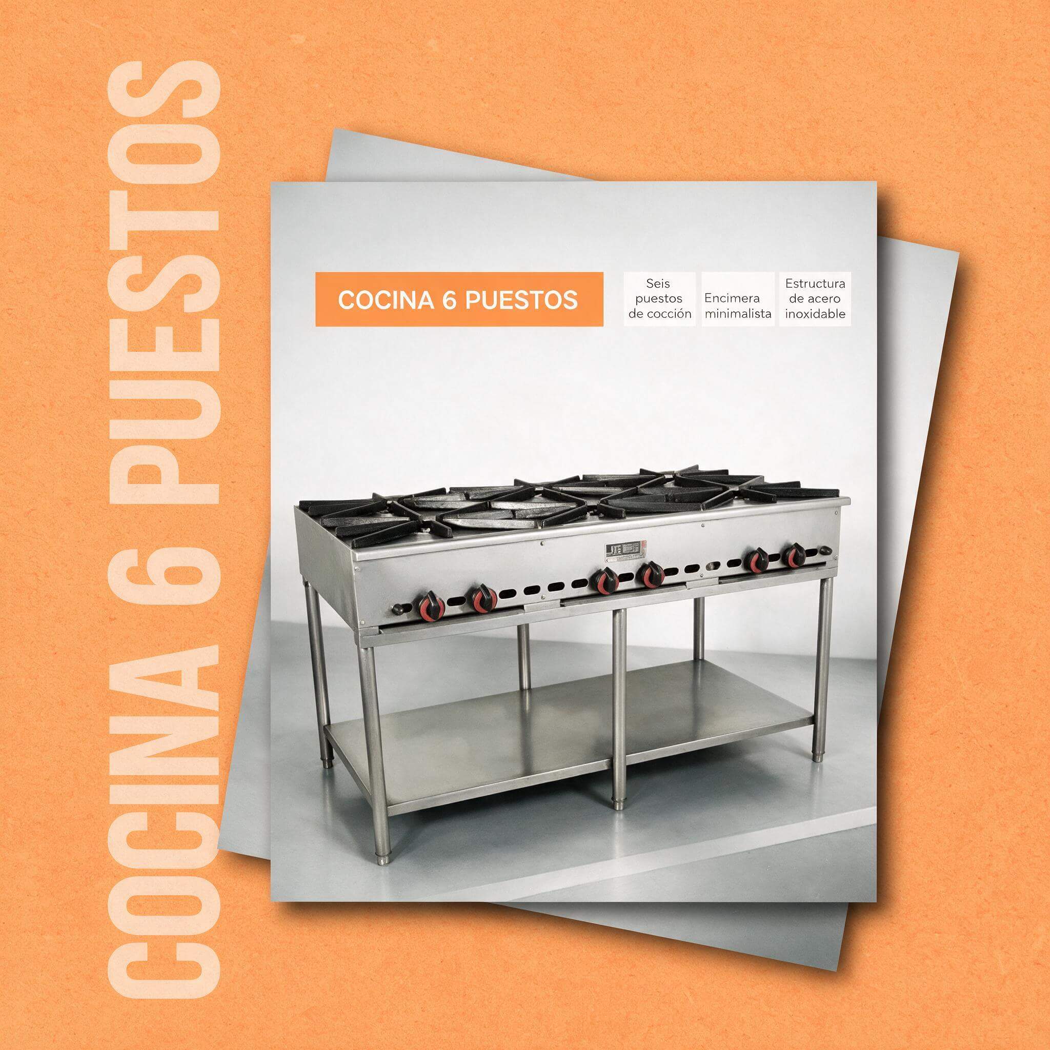Cocina Industrial Gas 6 Puestos Joserrago M-107 - Imagen 2