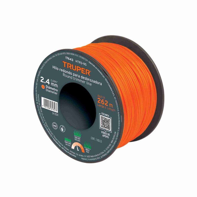 Hilo Desbrozadora Truper 2.4mm Carrete 262m Nylon