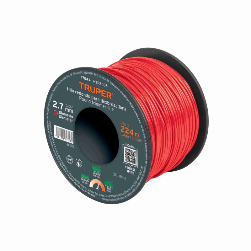 Hilo para Desbrozadora Truper 2.7 mm x 224 m Nylon