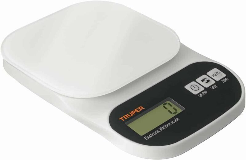 Báscula digital de cocina 5 kg Truper BASE-5EC plato de vidrio