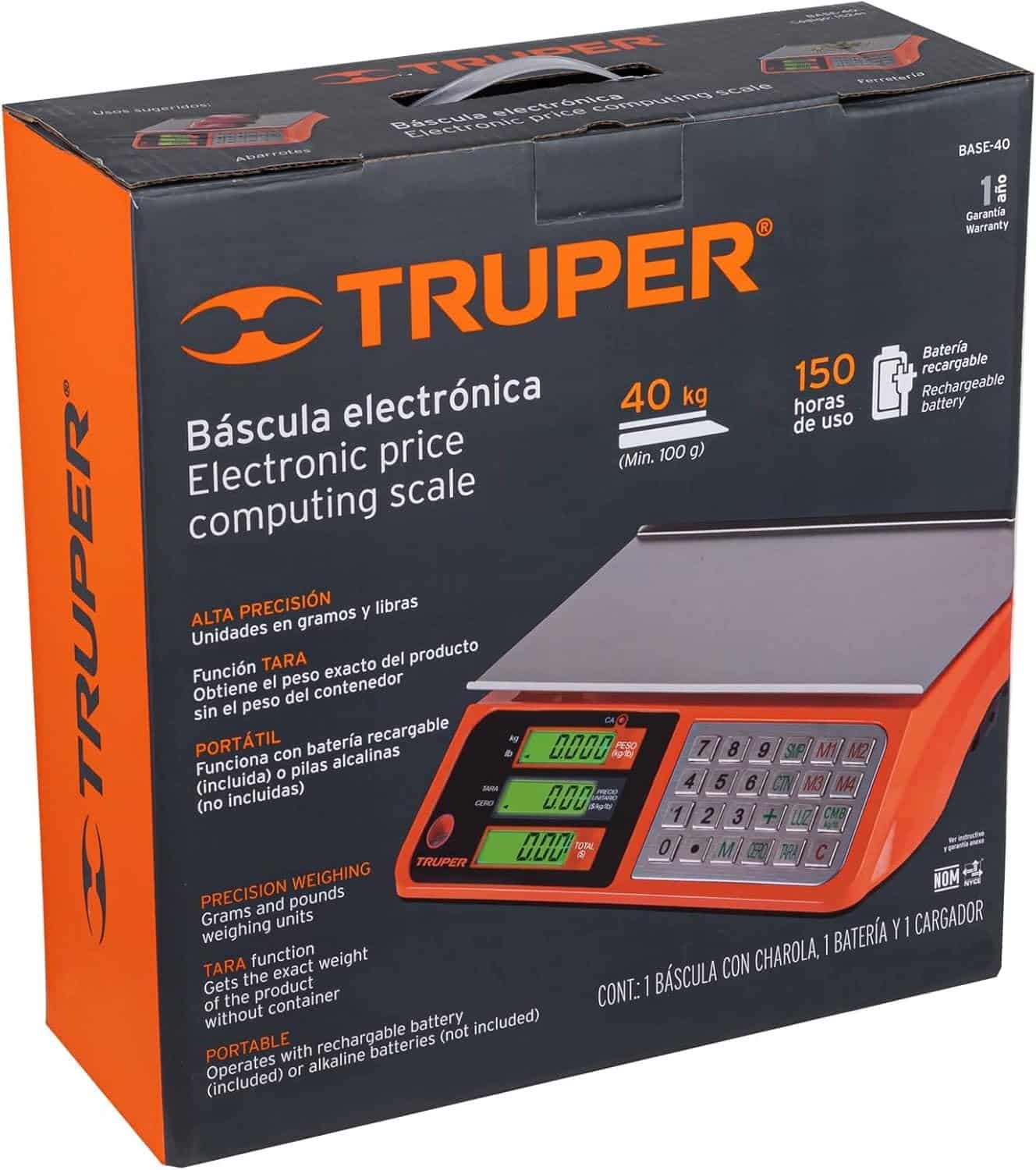Báscula Electrónica Truper 40 kg Multifunción Tara - Imagen 12