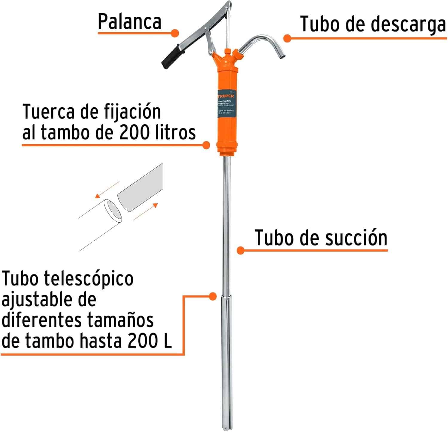 Bomba Extractora de Aceite Truper Palanca 31 L - Imagen 8