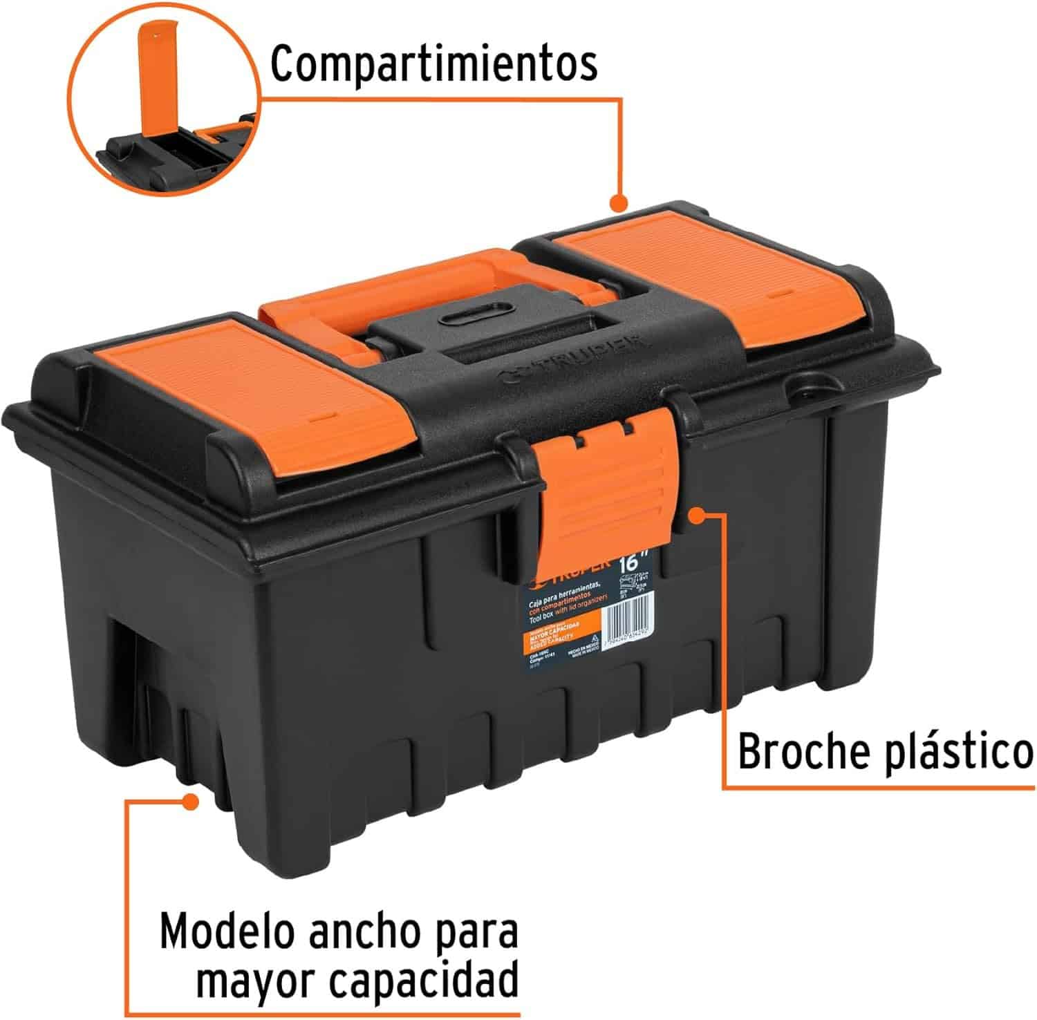 Caja para Herramientas 16" Truper con Compartimentos - Imagen 2