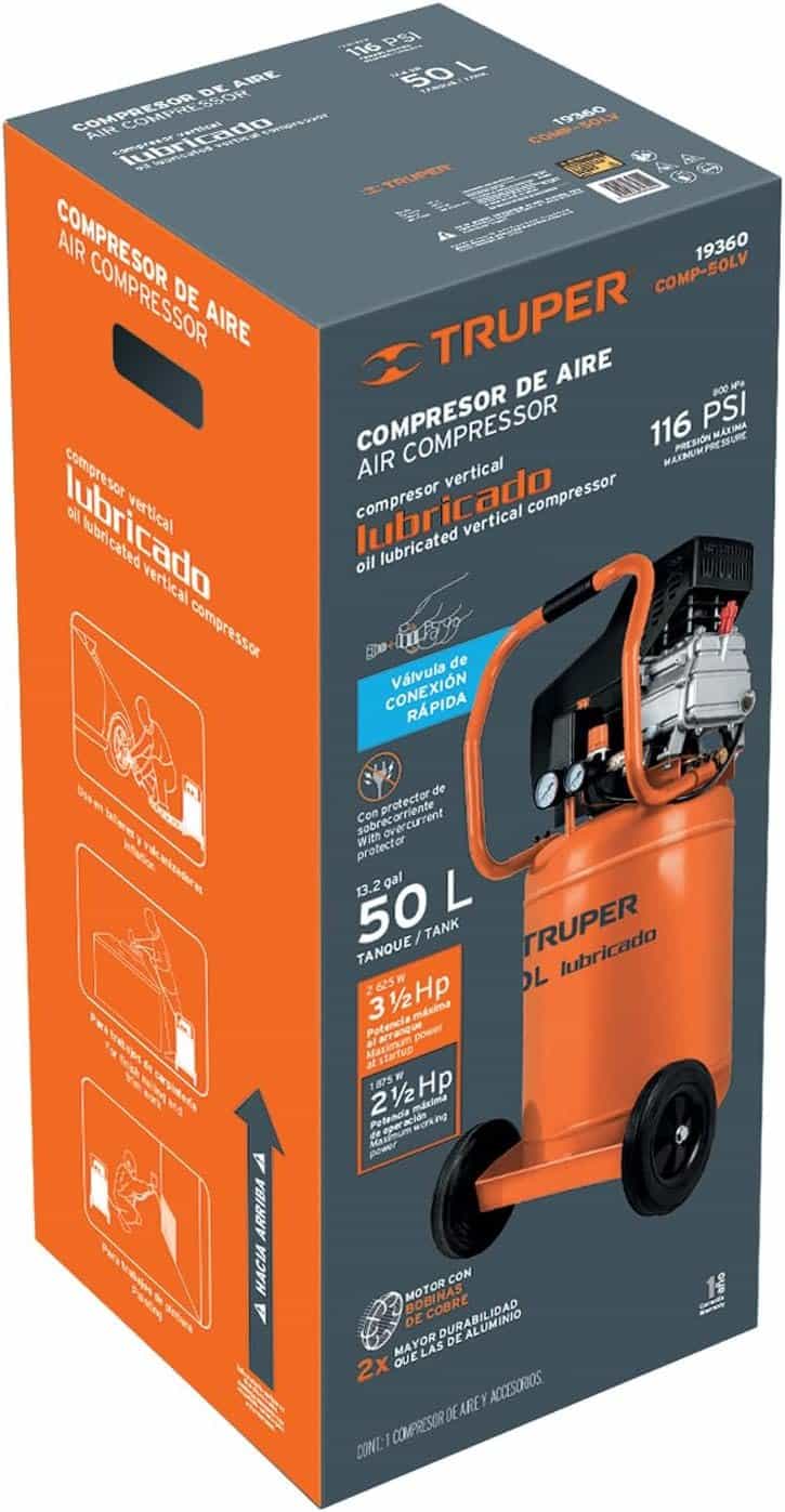 Compresor de Aire Truper 50L 3.5HP Lubricado Vertical - Imagen 3