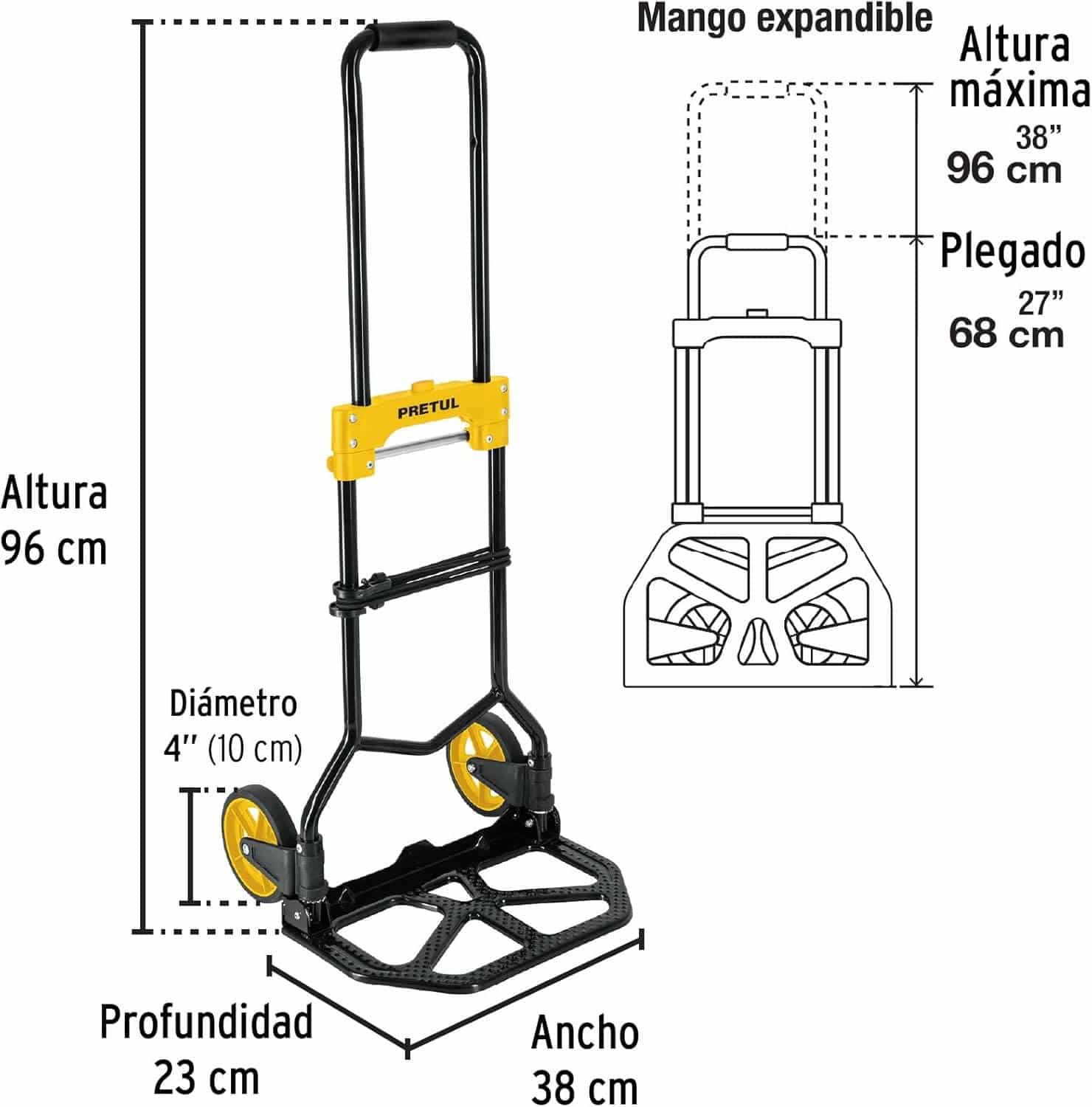 Diablo de Carga Plegable Pretul Acero 60 kg - Imagen 9