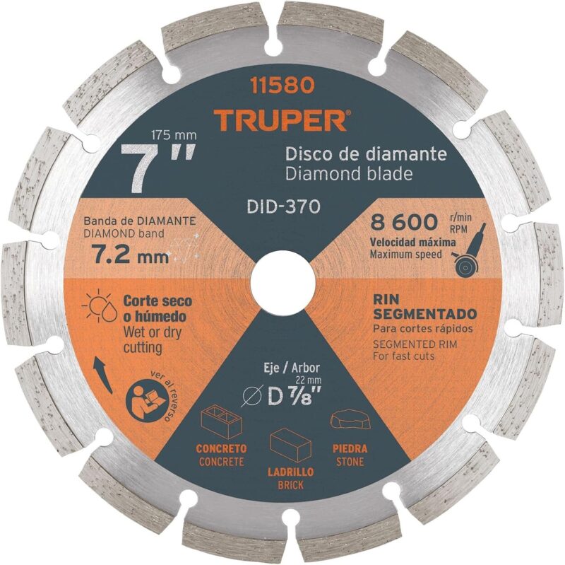 Disco Diamante 7 Pulgadas Truper Rin Segmentado 2.5mm