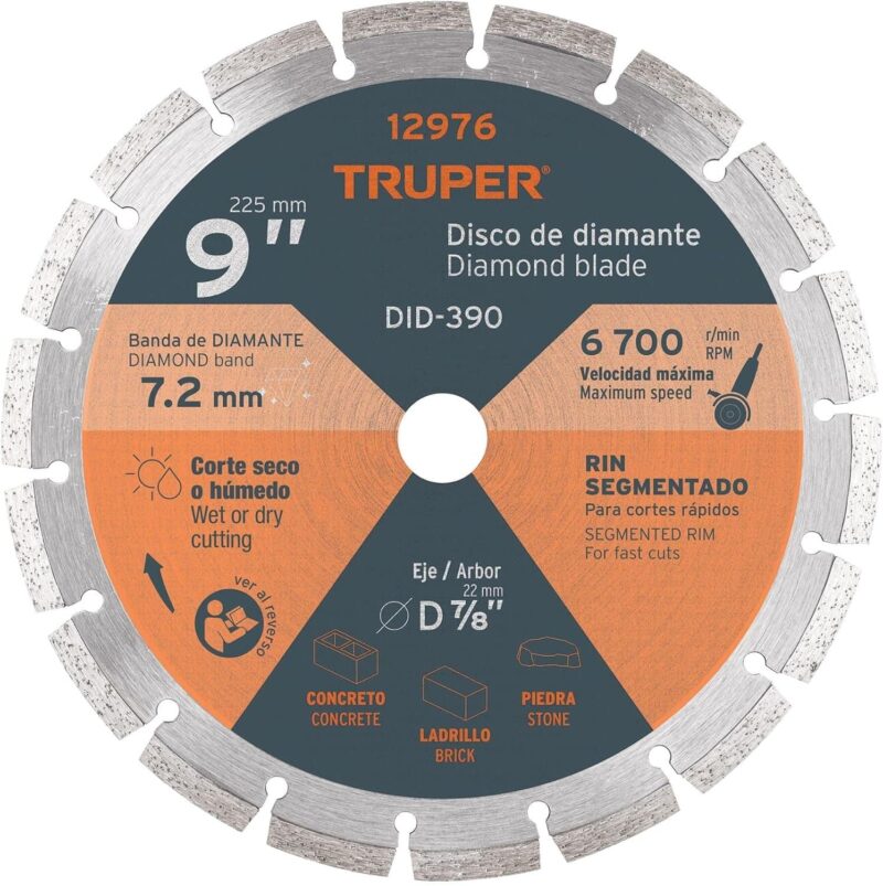 Disco Diamante 9" Truper DDT-837D Rin Segmentado