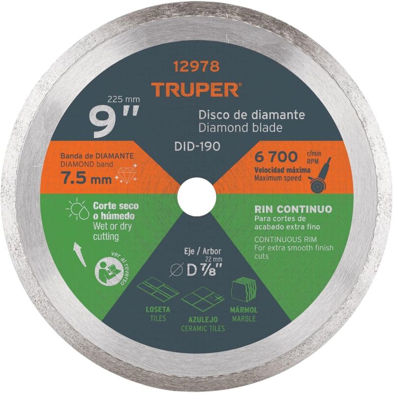 Disco Diamante Rin Continuo 9" Truper DID-190 Fino