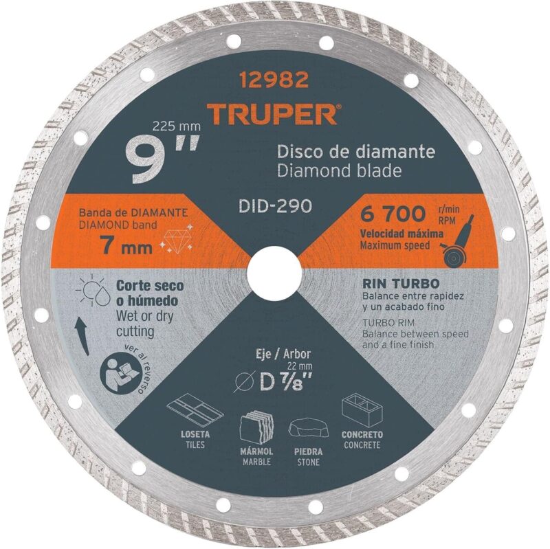 Disco Diamante 9 Pulgadas Turbo Truper DID-290 3mm