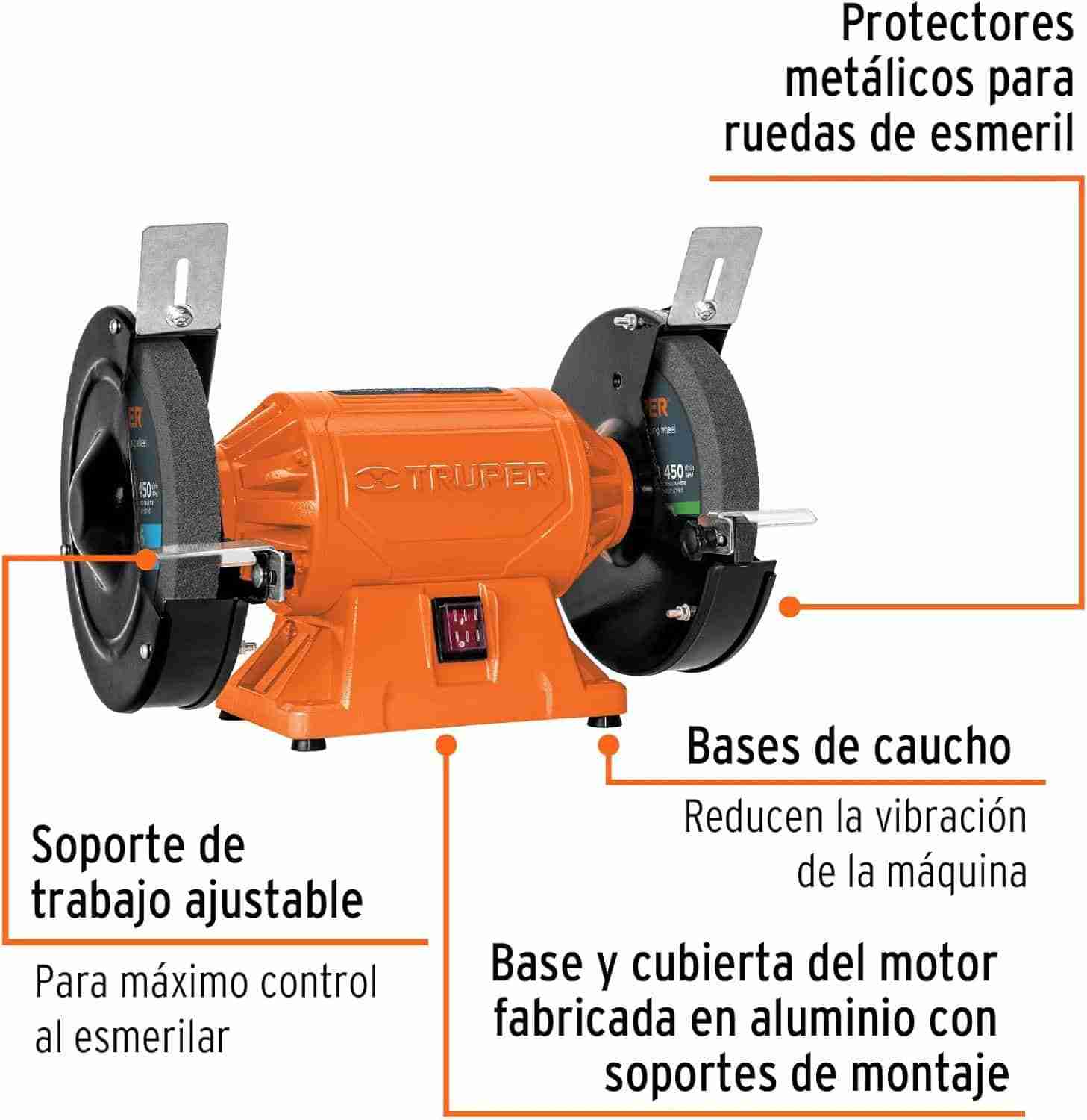 Esmeril de Banco Truper 8" 3/4 HP Motor Cobre - Imagen 2
