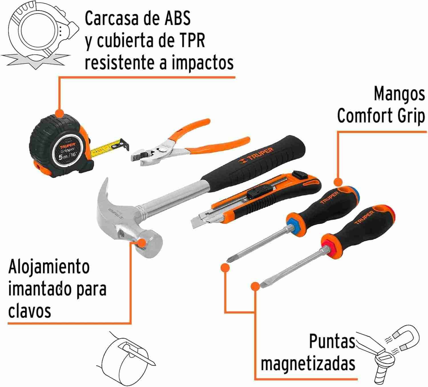Kit Herramientas Caseras Truper JGO-CAS6X 6 Piezas - Imagen 2