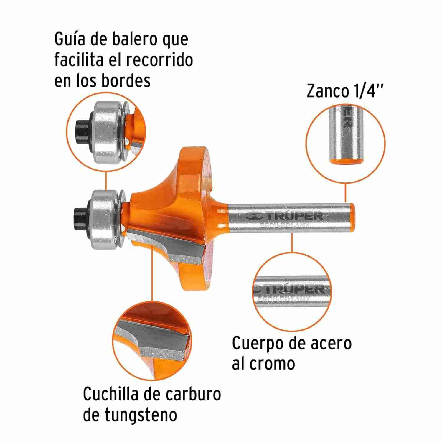 Broca Redondeadora Truper 1 1/2 con Balero Router - Imagen 2