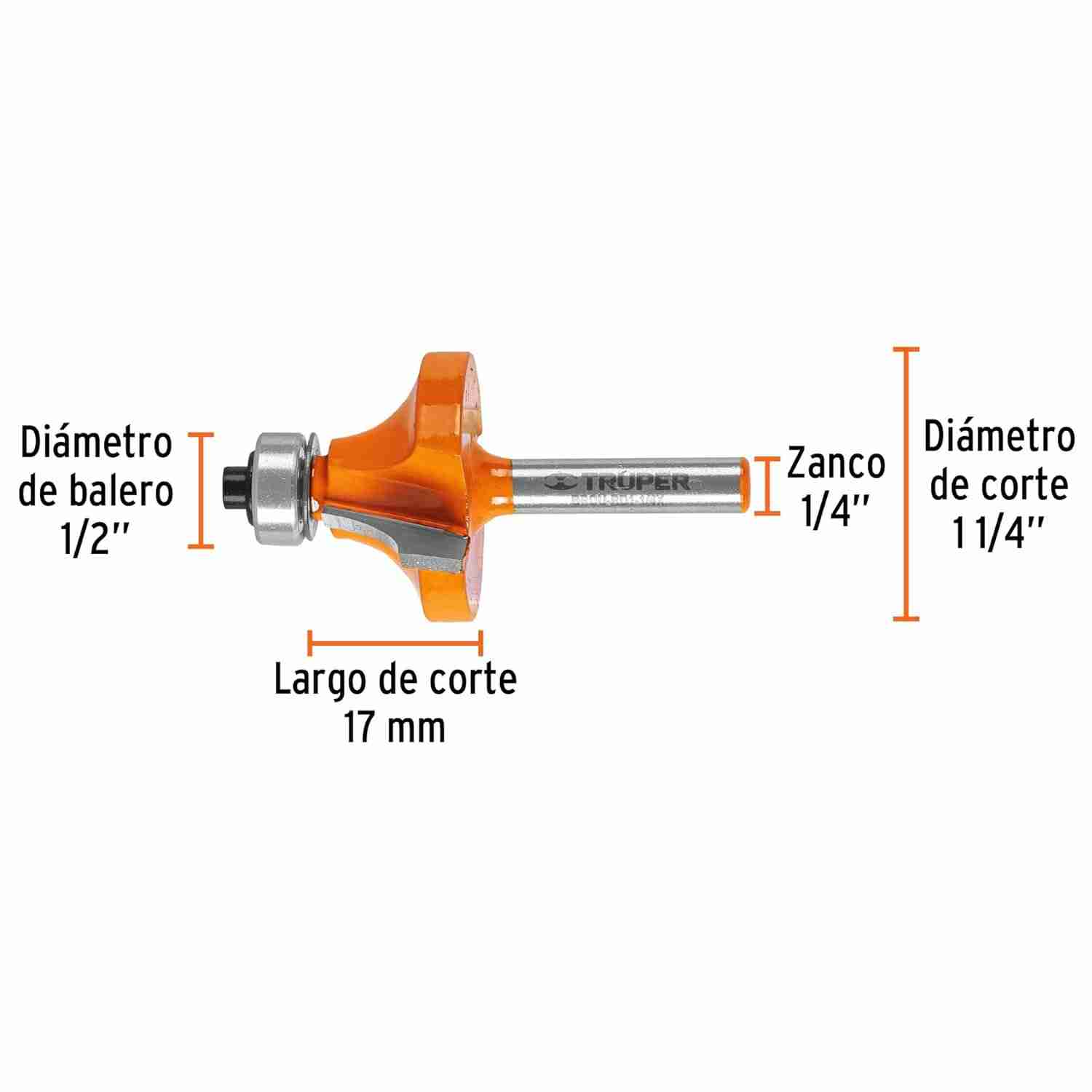 Broca Redondeadora Truper 1 1/2 con Balero Router - Imagen 3